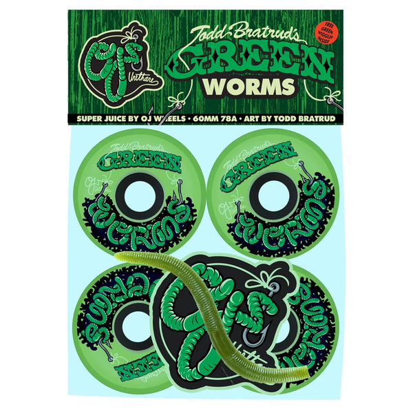 OJ Soft Wheels Super Juice Green Worms 78a; 60MM