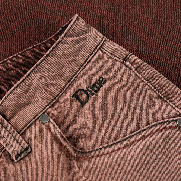 DIME Relaxed Denim Pants Dipped Sandblasted Burgundy