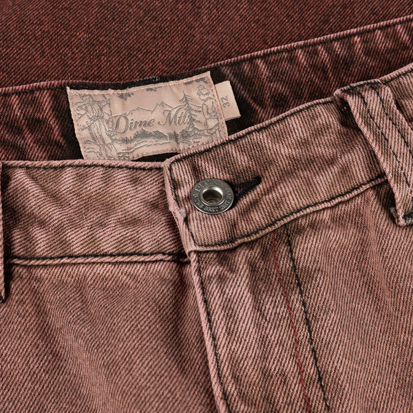 DIME Relaxed Denim Pants Dipped Sandblasted Burgundy