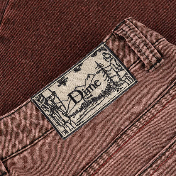 DIME Relaxed Denim Pants Dipped Sandblasted Burgundy