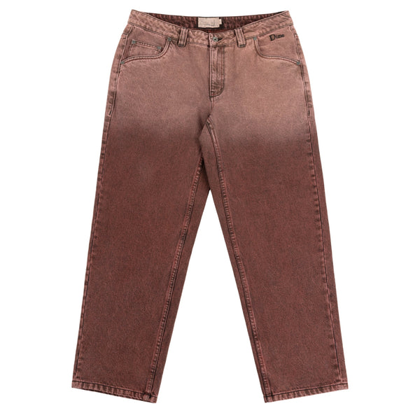 DIME Relaxed Denim Pants Dipped Sandblasted Burgundy