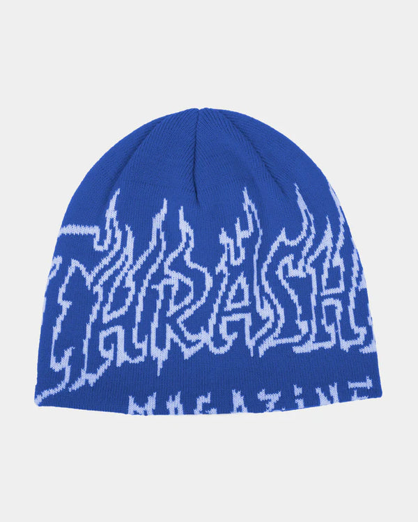 Thrasher Fire Outlined Skully Beanie Blue; OS