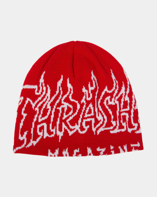 Thrasher Fire Outlined Skully Beanie Red; OS