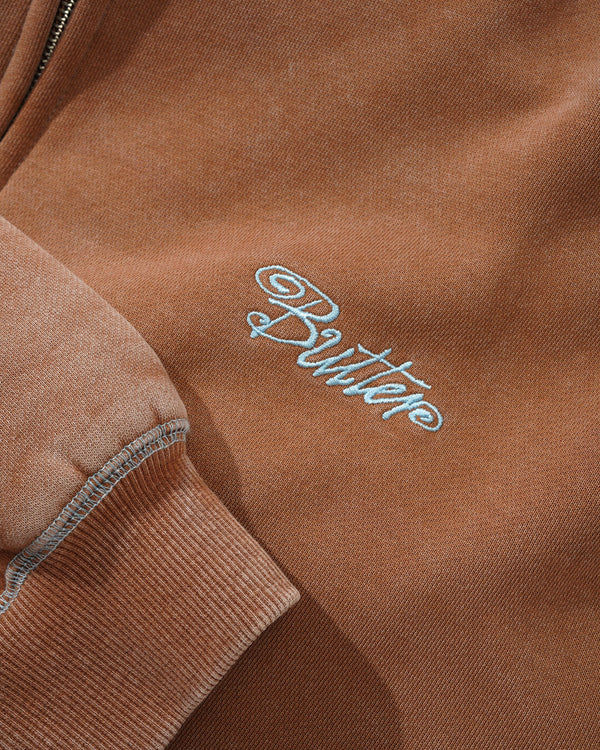 BUTTER GOODS Jive Zip-Thru Hood Washed Brown