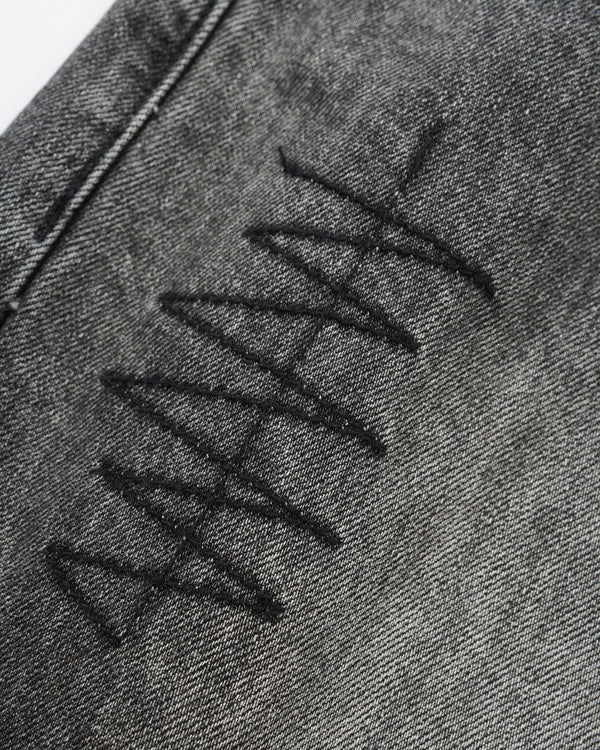 BUTTER GOODS Stitch Denim Jeans Distressed Grey