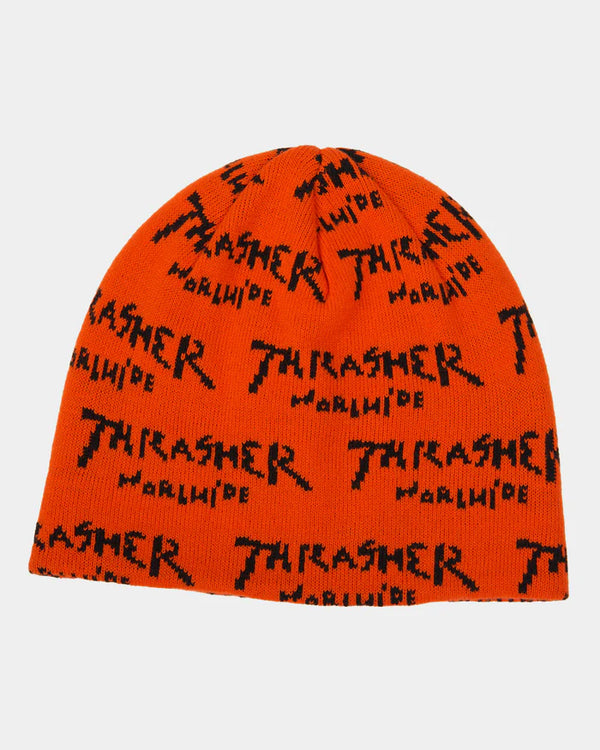 Thrasher Worldwide Skully Beanie Orange; OS